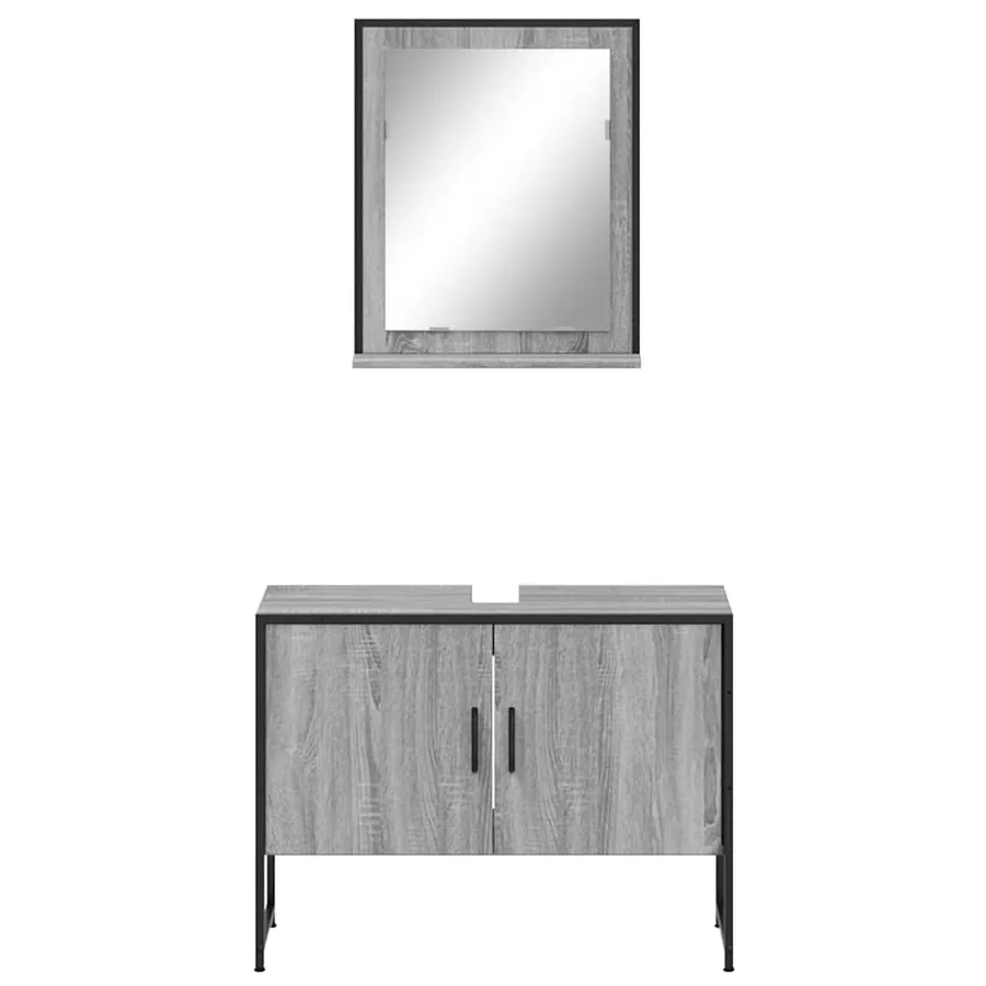 Ensemble d'armoires de salle de bain 2 pcs sonoma gris - 6