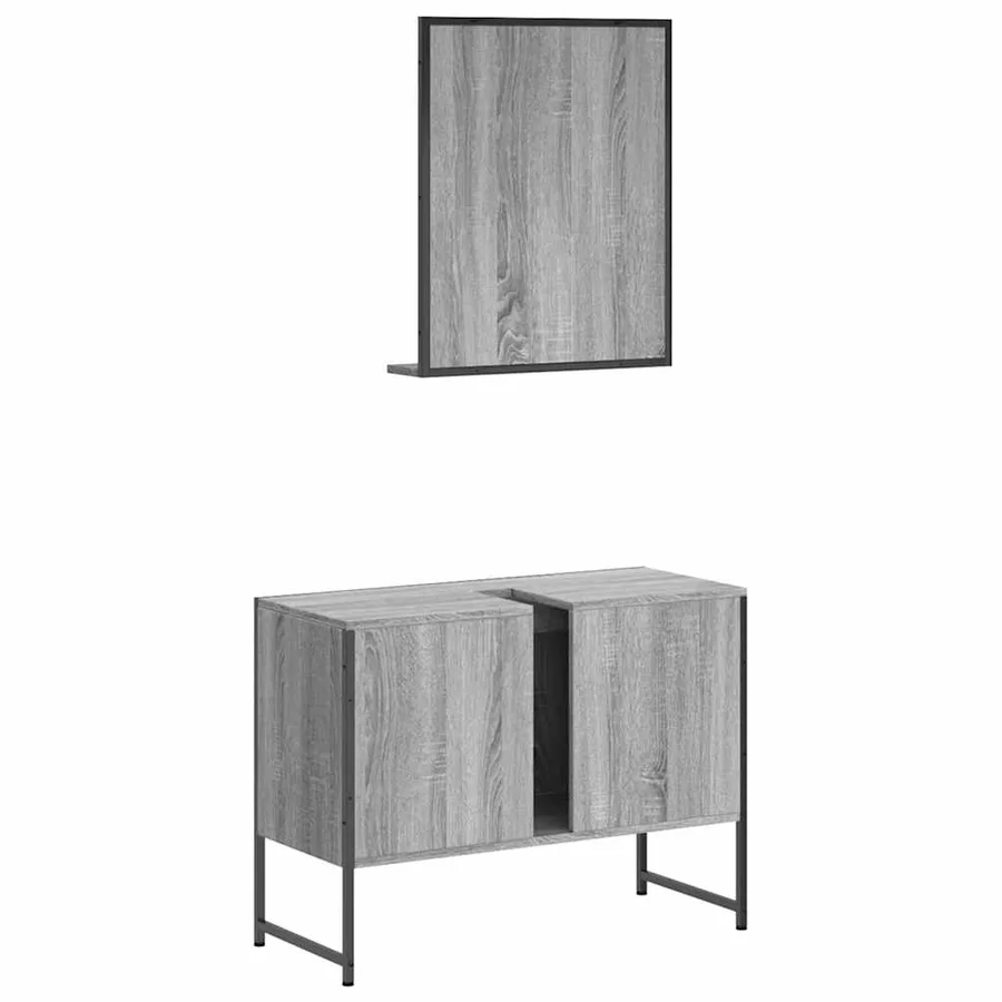 Ensemble d'armoires de salle de bain 2 pcs sonoma gris - 8