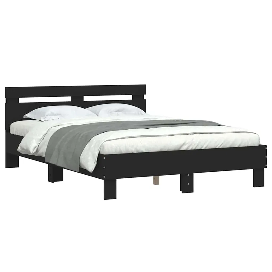 Cadre de lit avec LED sans matelas noir 135x190 cm - 3