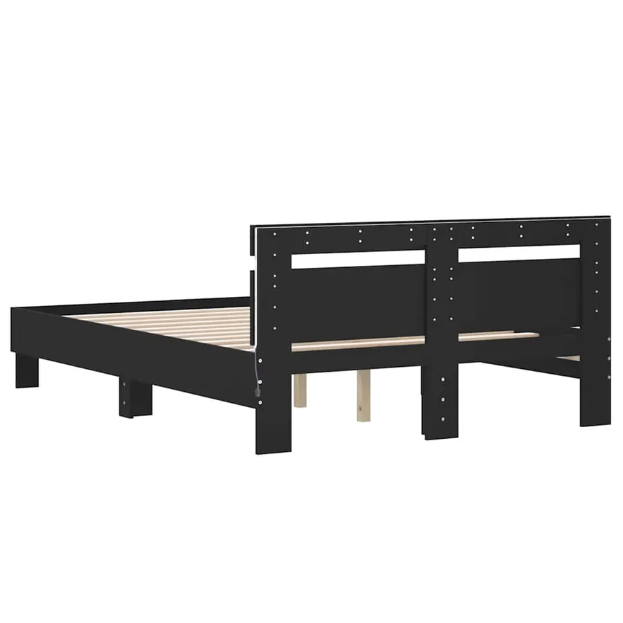 Cadre de lit avec LED sans matelas noir 135x190 cm - 9