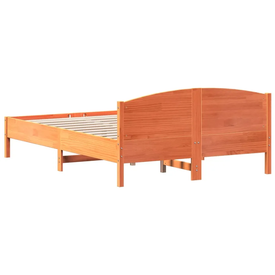 Cadre de lit sans matelas cire marron 150x200cm bois pin massif - 6