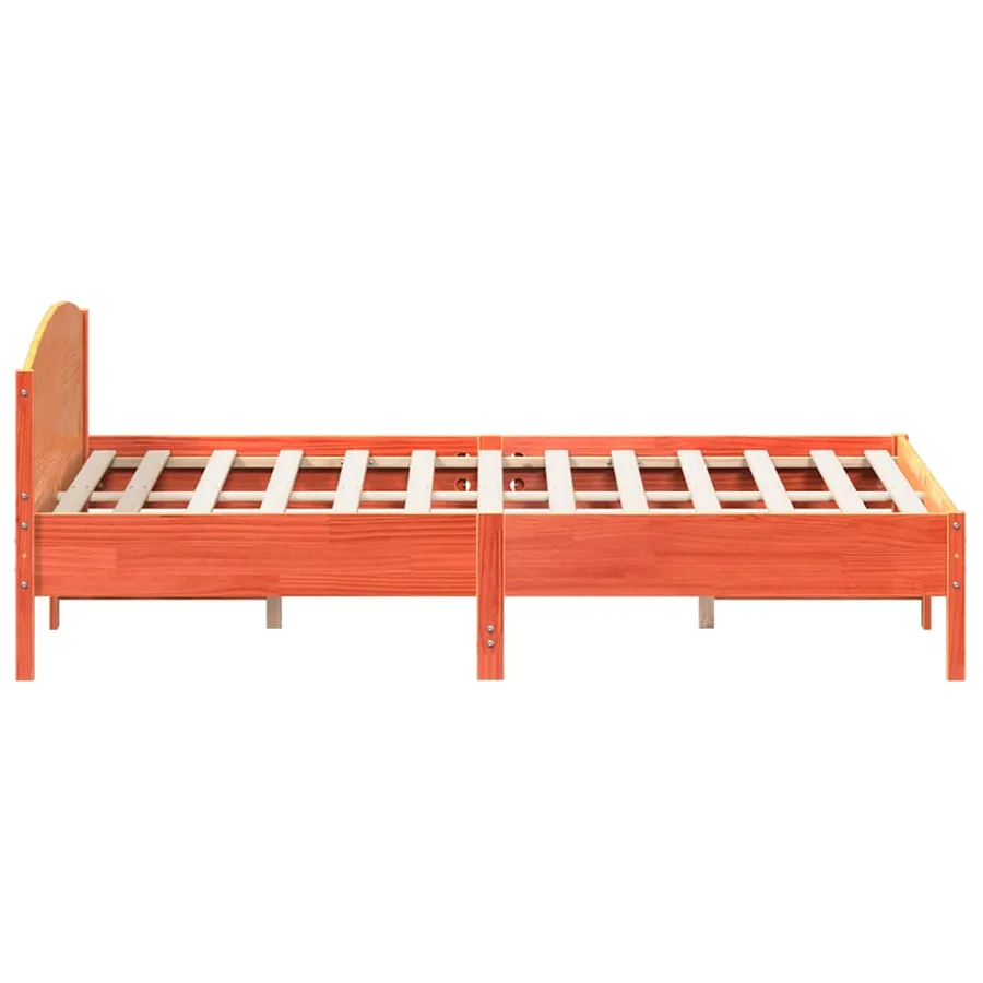 Cadre de lit sans matelas cire marron 200x200cm bois pin massif - 5