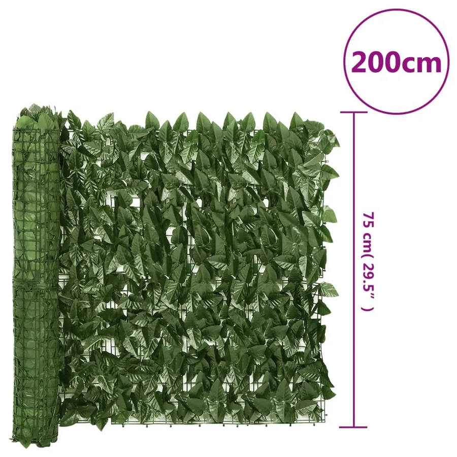 Écran de balcon avec feuilles vert foncé 200x75 cm - 6
