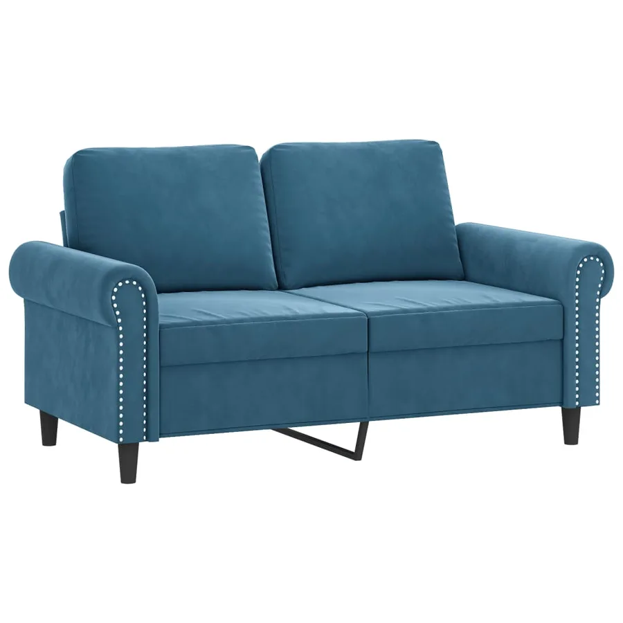 Canapé 2 places avec oreillers décoratifs bleu 120 cm velours - 4