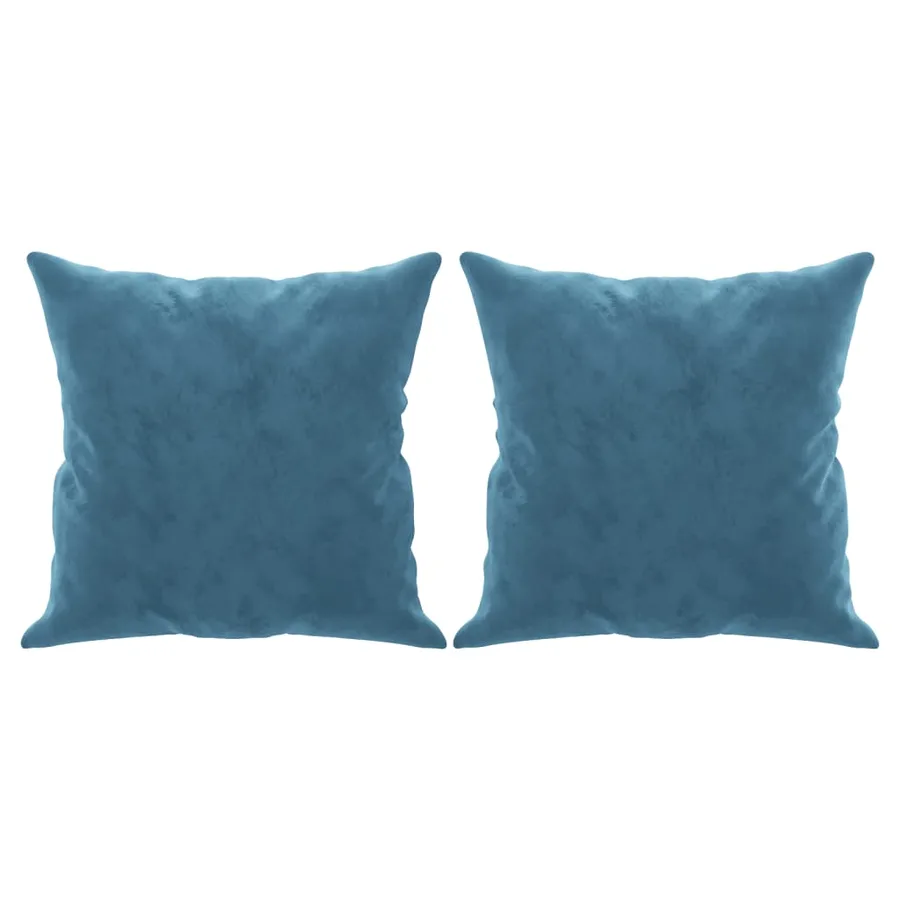 Canapé 2 places avec oreillers décoratifs bleu 120 cm velours - 5