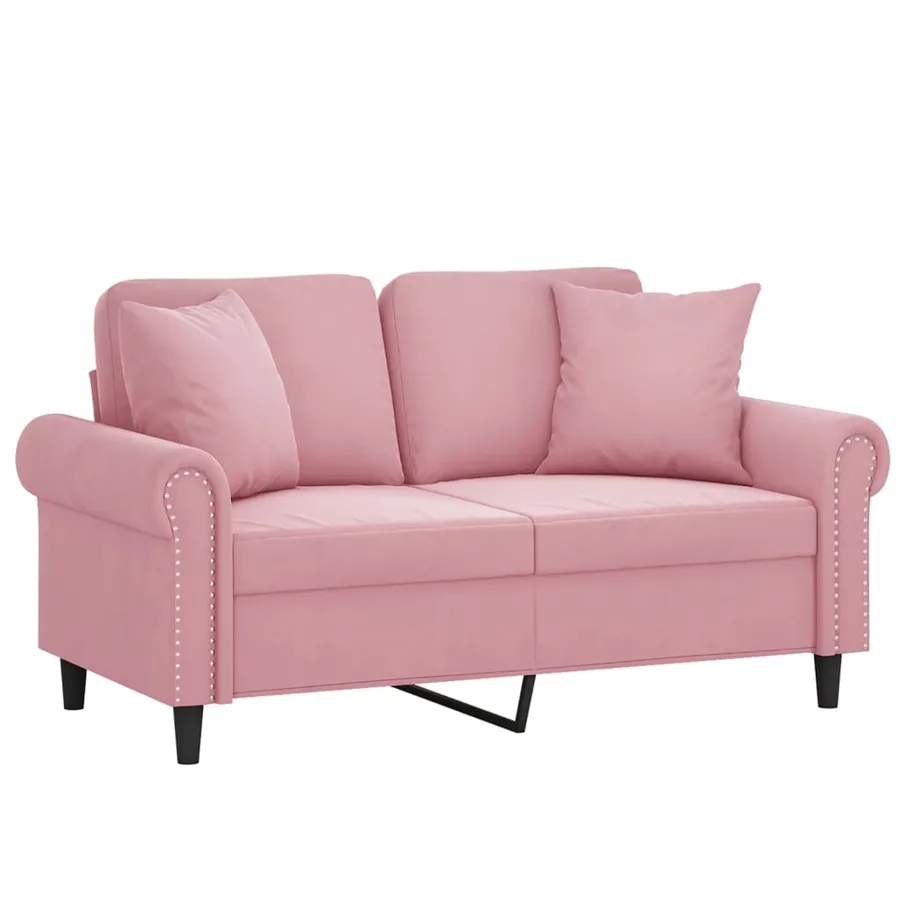 Canapé 2 places avec oreillers décoratifs rose 120 cm velours - 3