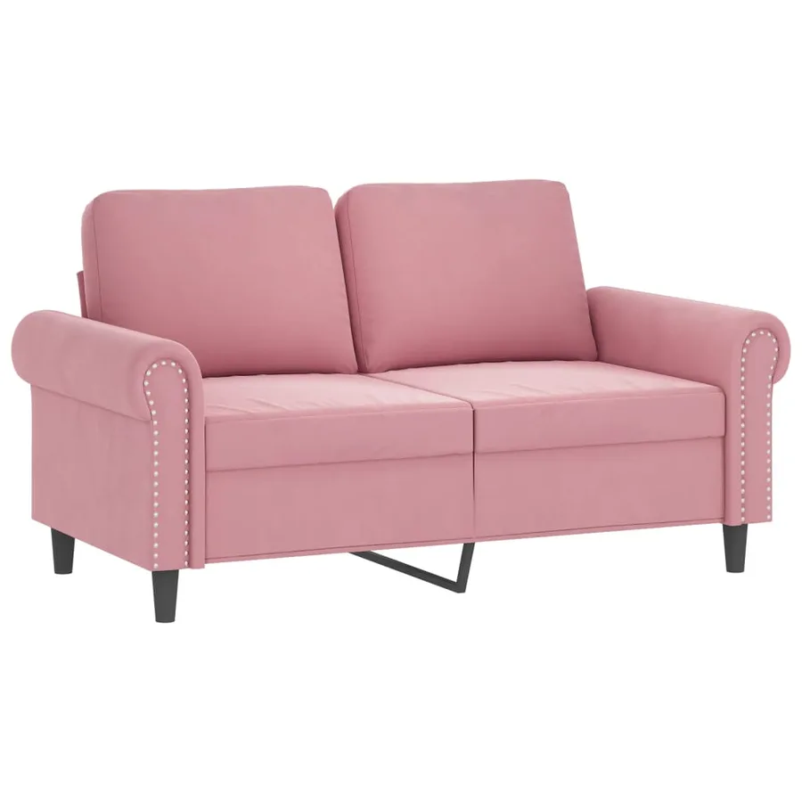 Canapé 2 places avec oreillers décoratifs rose 120 cm velours - 4