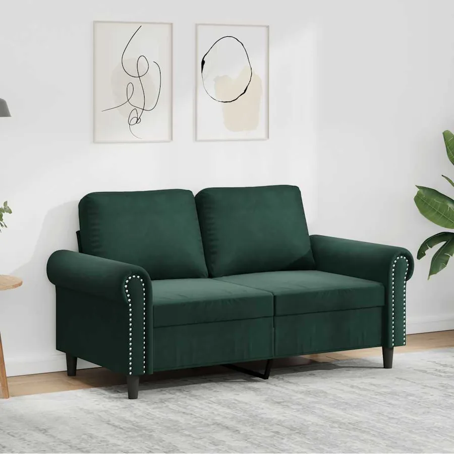 Canapé à 2 places Vert foncé 120 cm Velours