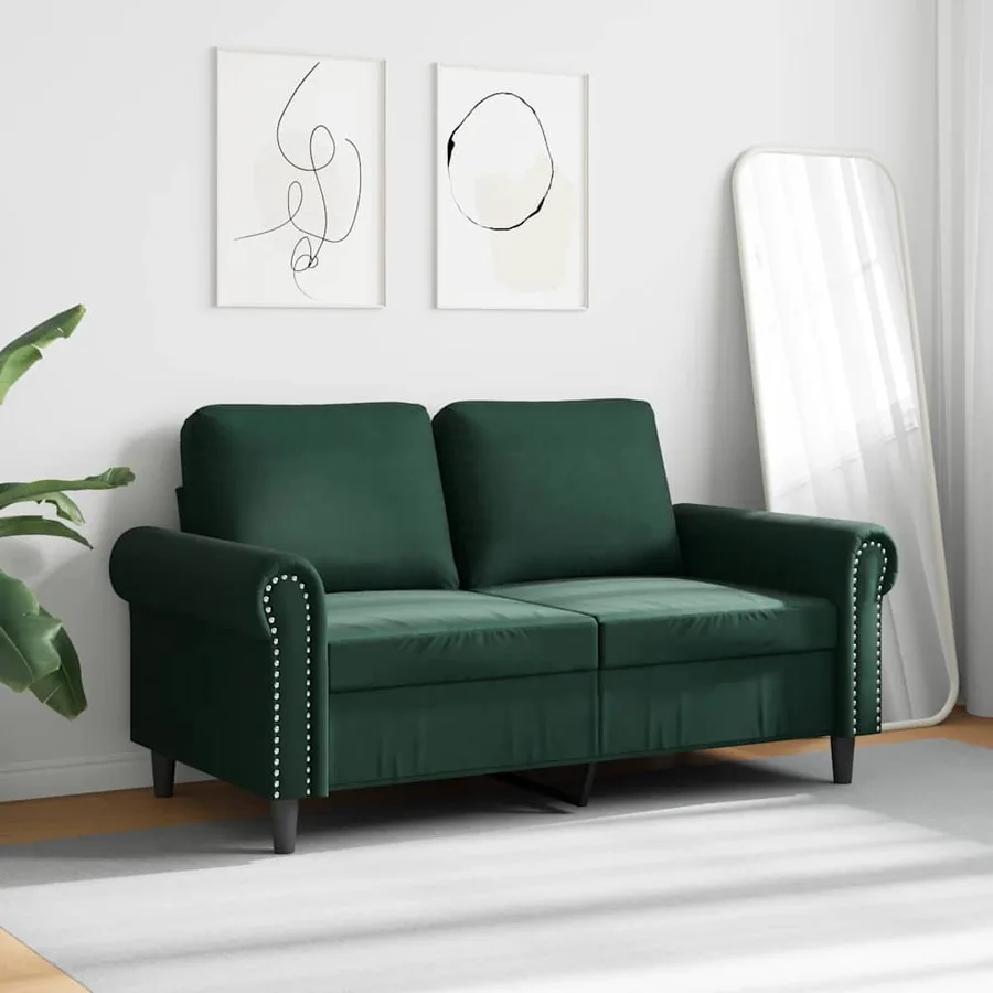 Canapé à 2 places Vert foncé 120 cm Velours - 3