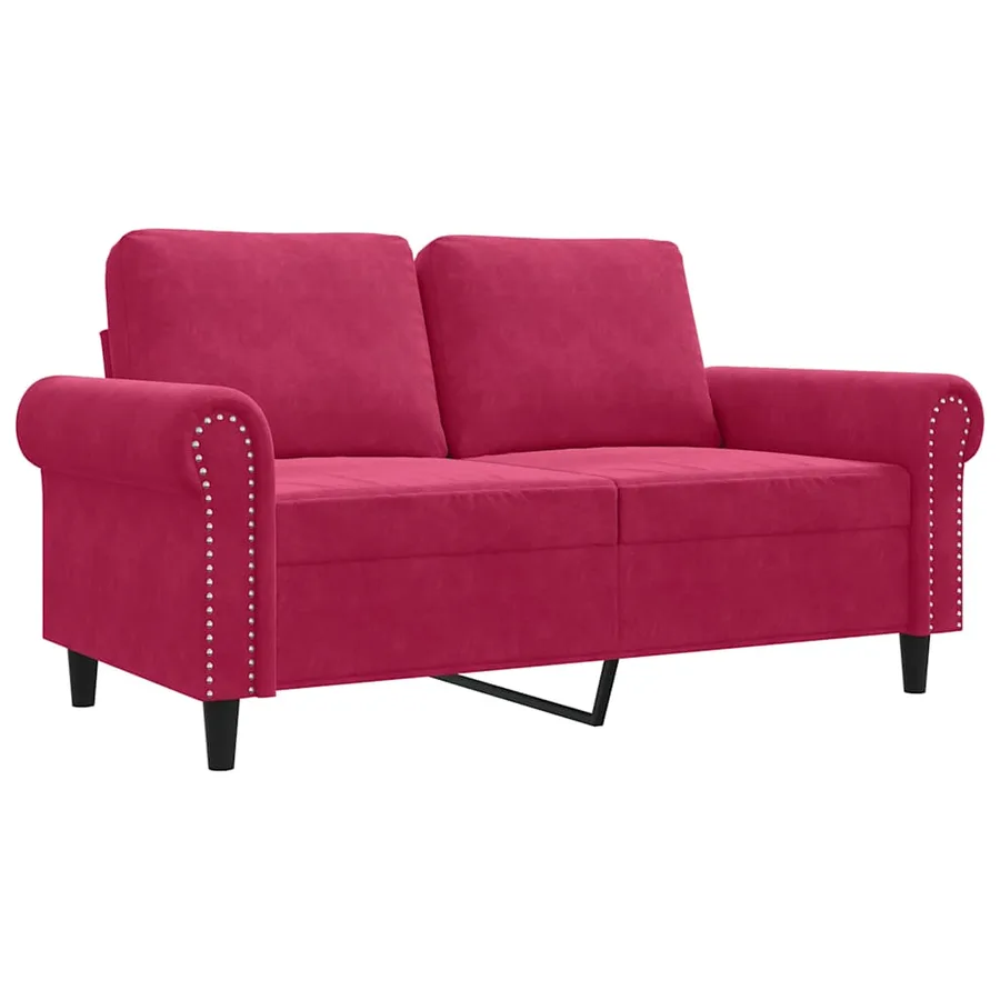 Canapé à 2 places Rouge bordeaux 120 cm Velours - 2