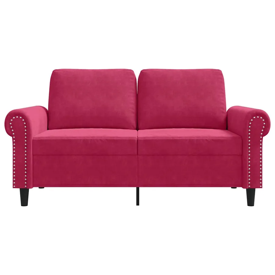 Canapé à 2 places Rouge bordeaux 120 cm Velours - 4
