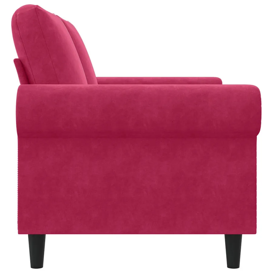 Canapé à 2 places Rouge bordeaux 120 cm Velours - 5