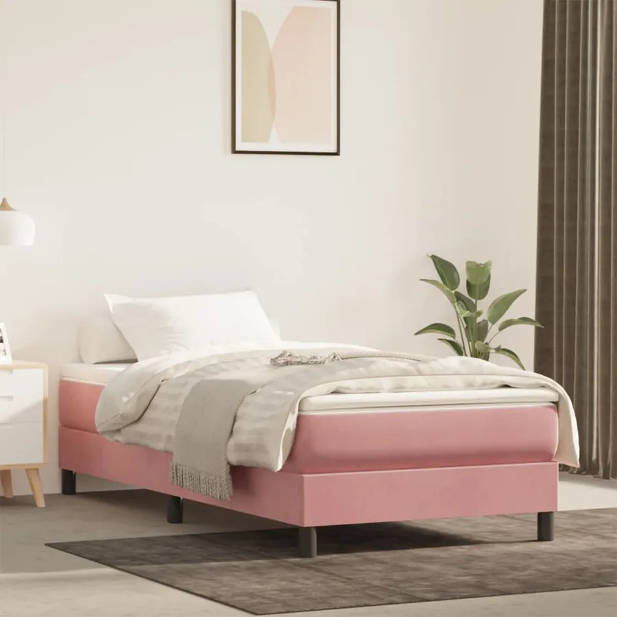 Matelas de lit à ressorts ensachés fermeté moyenne rose 120x190x20 cm velours