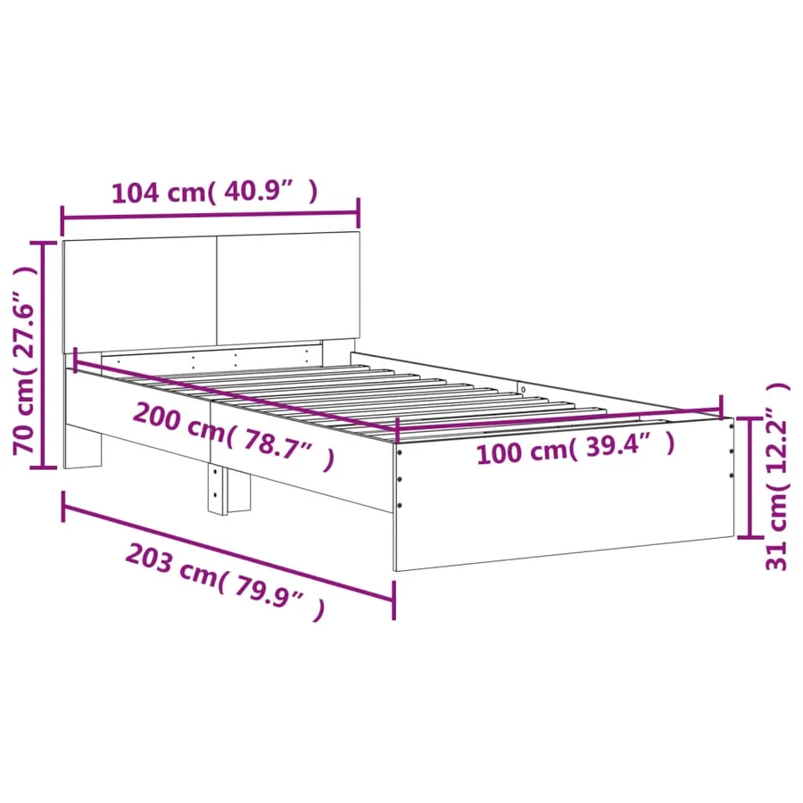 Cadre de lit sans matelas avec lumières LED 100x200 cm - 15