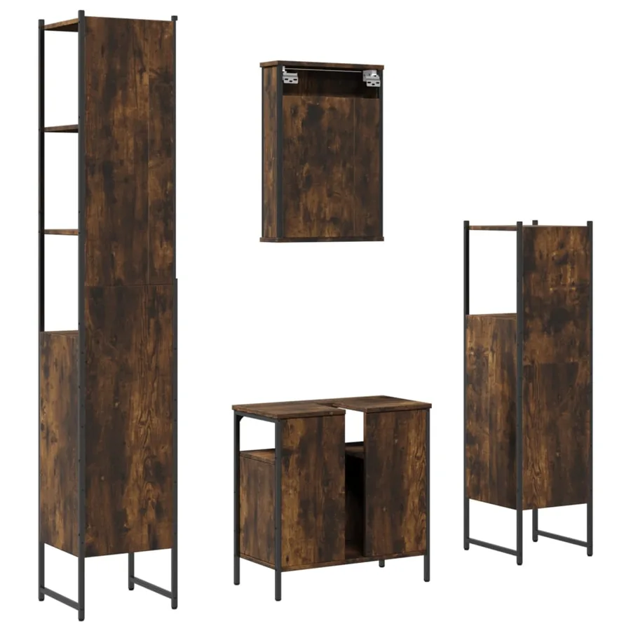 Ensemble de meubles de salle de bain 4 pcs Chêne fumé Bois - 8