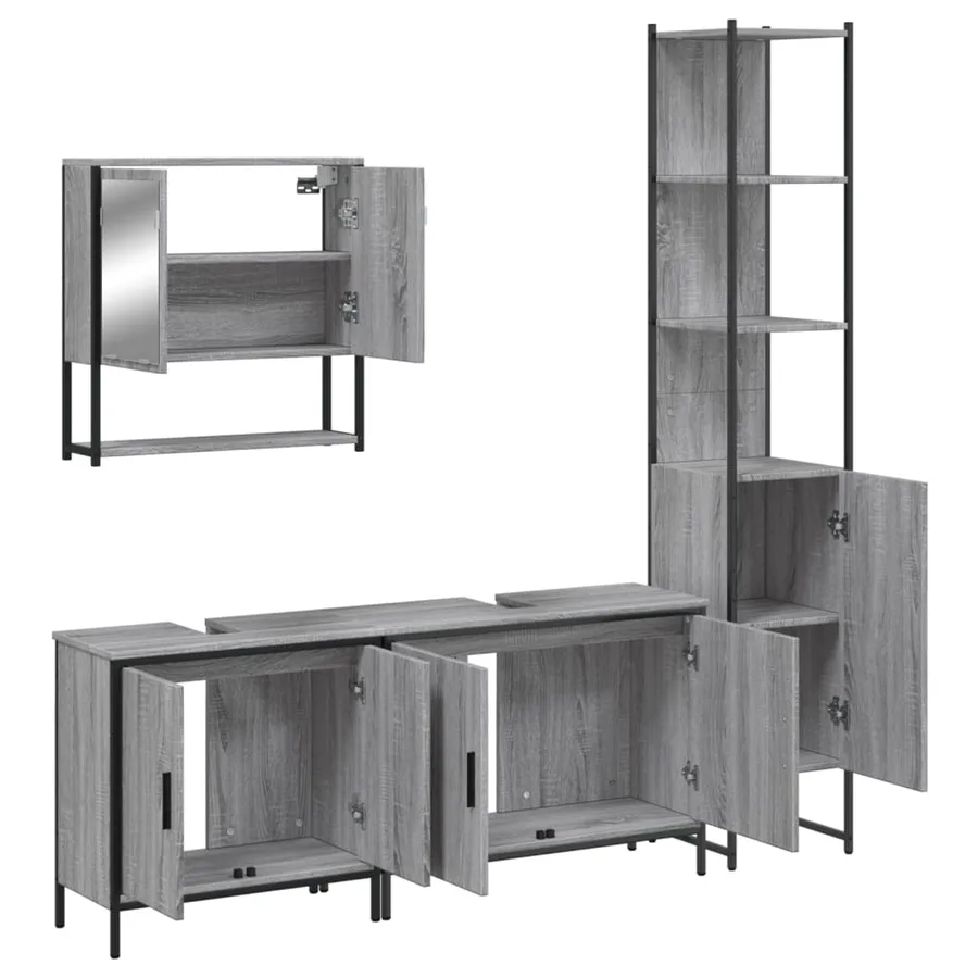Ensemble de meubles de salle de bain 4 pcs Sonoma gris - 5