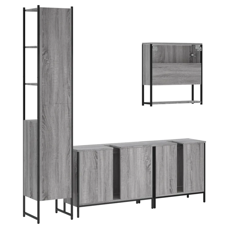 Ensemble de meubles de salle de bain 4 pcs Sonoma gris - 8