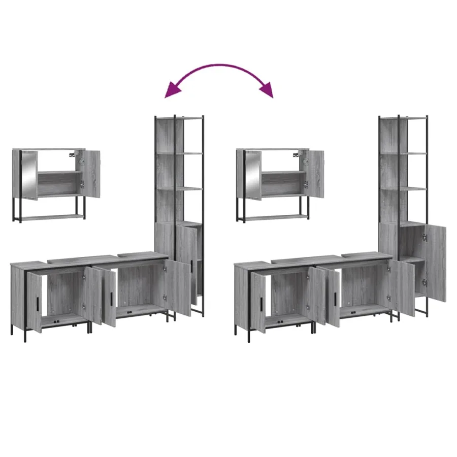 Ensemble de meubles de salle de bain 4 pcs Sonoma gris - 9