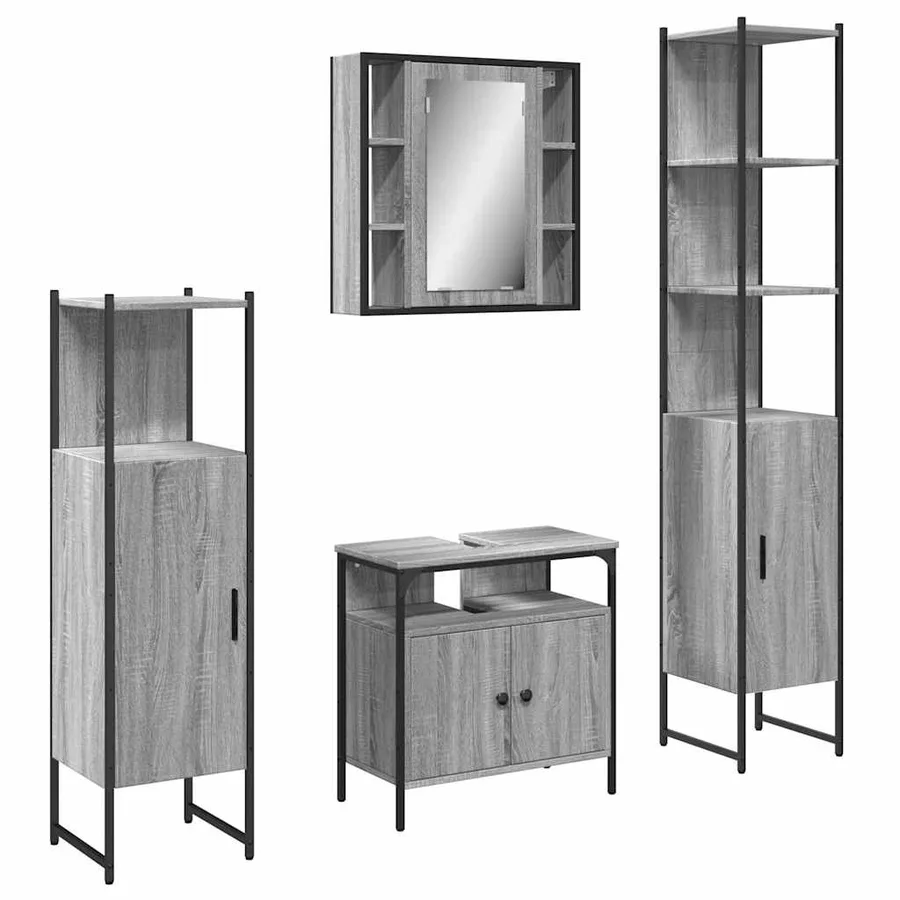 Ensemble d'armoires de salle de bain 4 pcs sonoma gris - 2