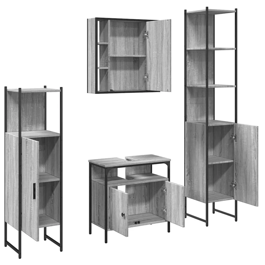 Ensemble d'armoires de salle de bain 4 pcs sonoma gris - 5