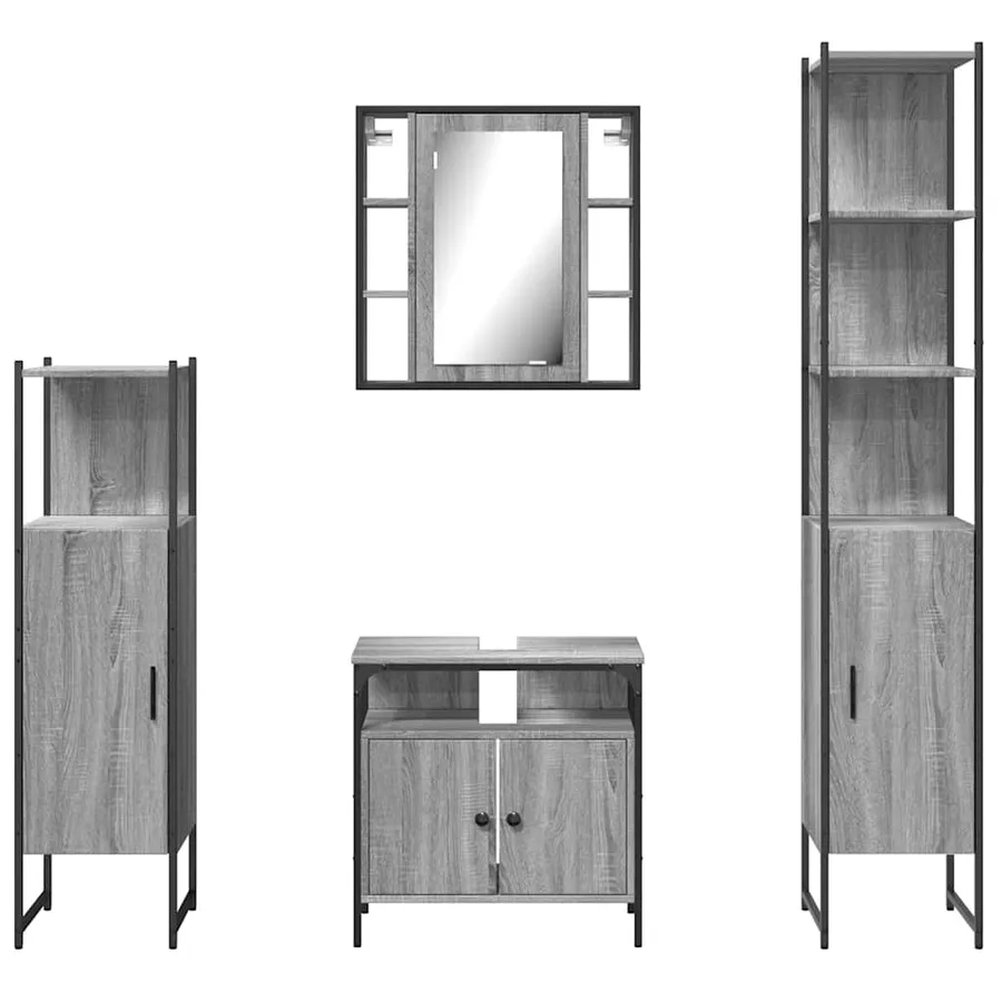 Ensemble d'armoires de salle de bain 4 pcs sonoma gris - 6