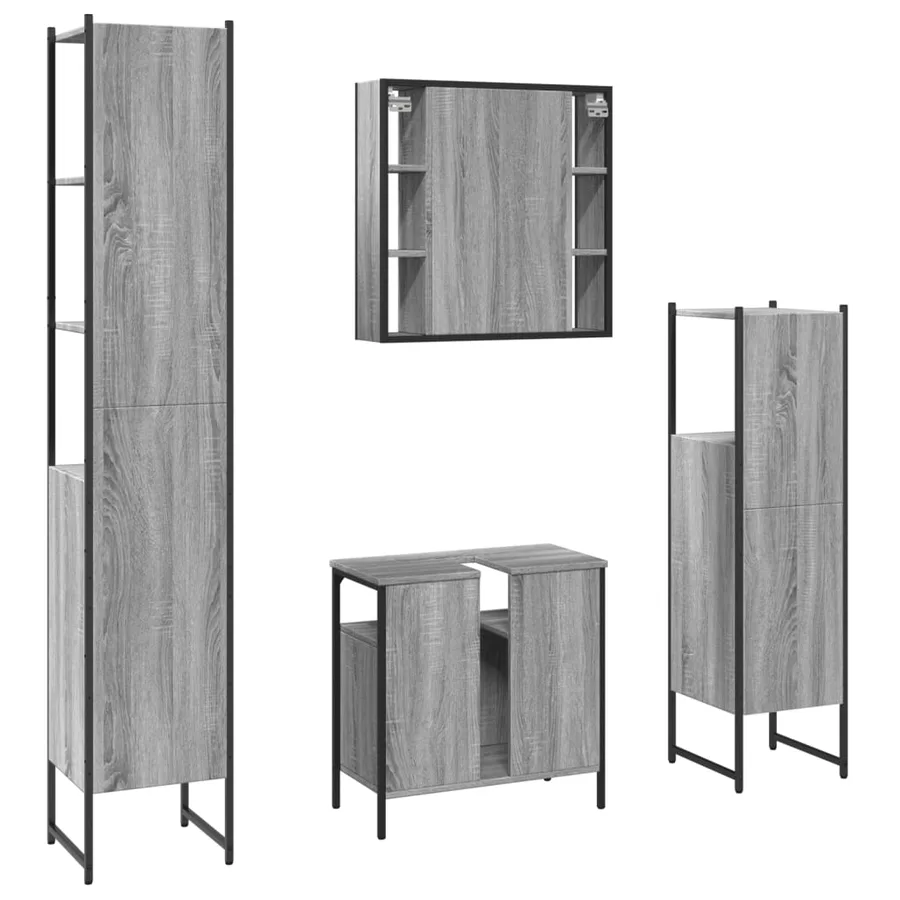 Ensemble d'armoires de salle de bain 4 pcs sonoma gris - 8