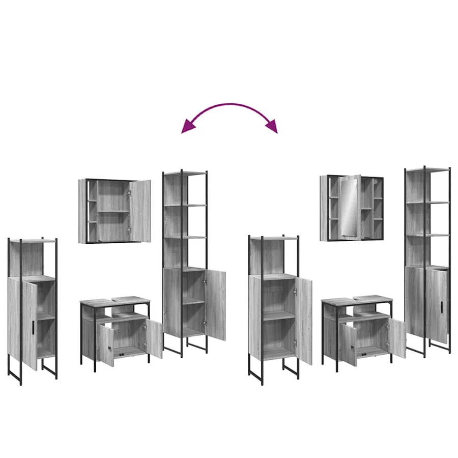 Ensemble d'armoires de salle de bain 4 pcs sonoma gris - 9