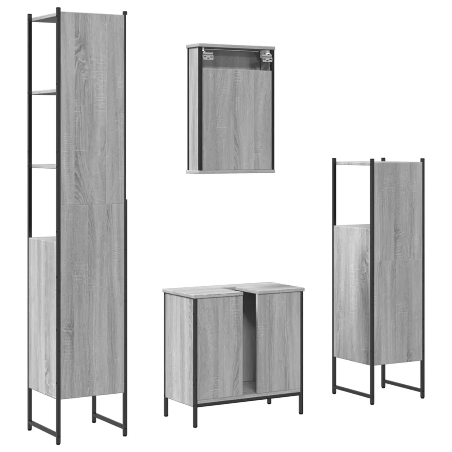Ensemble de meubles de salle de bain 4 pcs Sonoma gris - 8