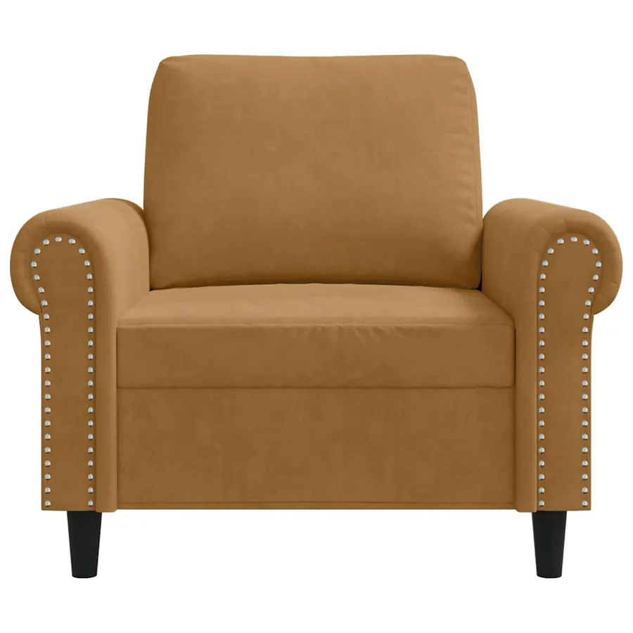 Fauteuil Marron 60 cm Velours - 4
