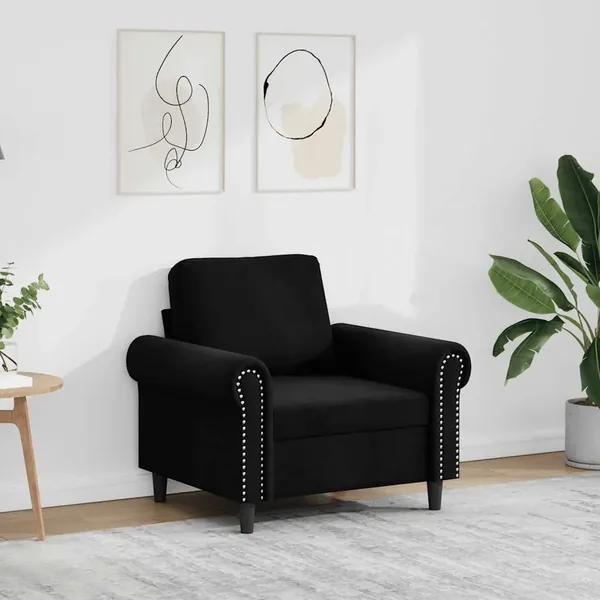 Fauteuil Noir 60 cm Velours