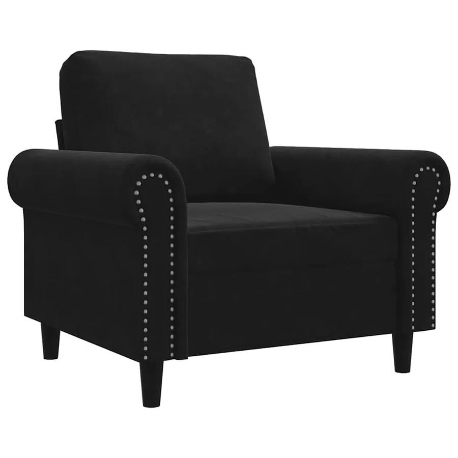 Fauteuil Noir 60 cm Velours - 2
