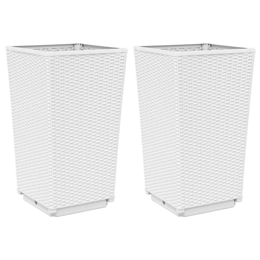 Jardinières 2 pcs blanc 32,5x32,5x57 cm polypropylène - 2