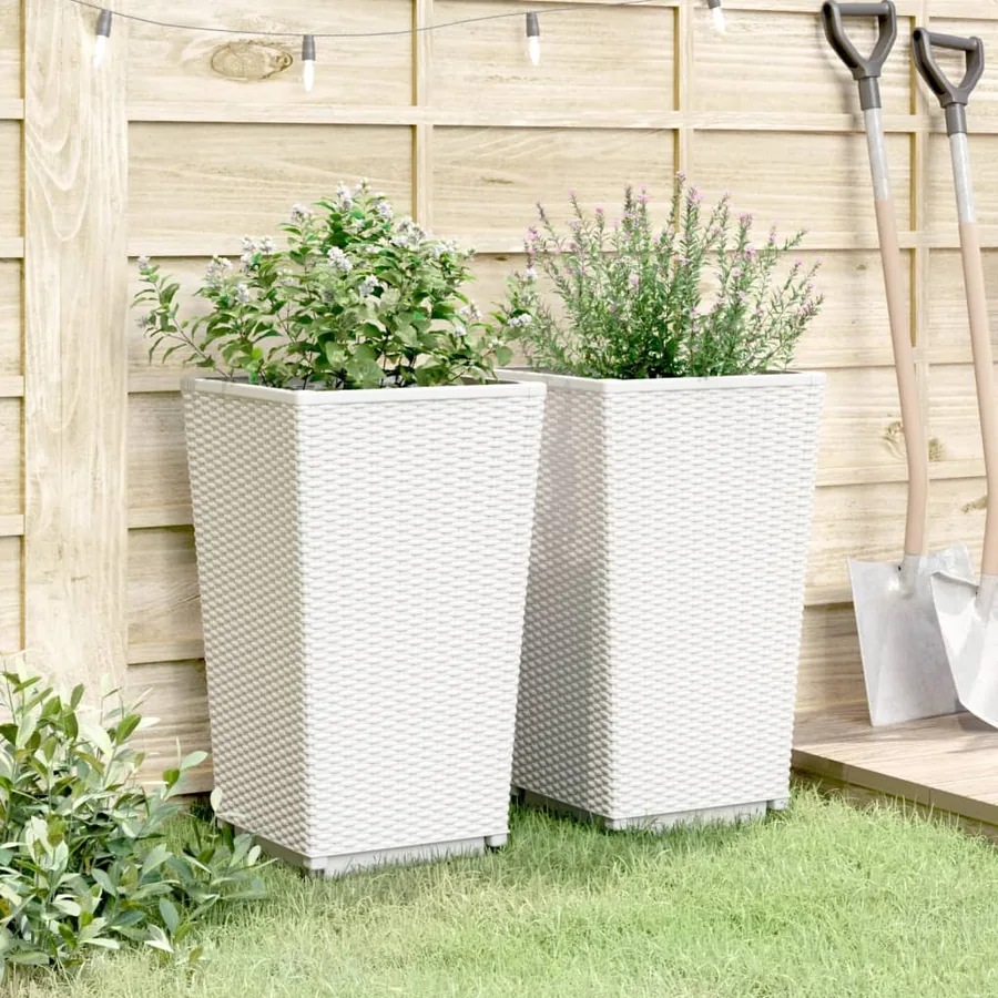 Jardinières 2 pcs blanc 32,5x32,5x57 cm polypropylène - 3