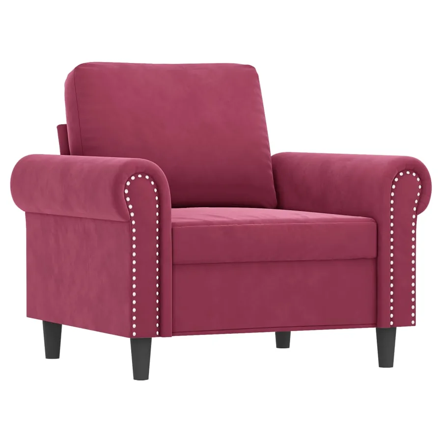 Ensemble de canapés 3 pcs avec coussins Rouge bordeaux Velours - 3