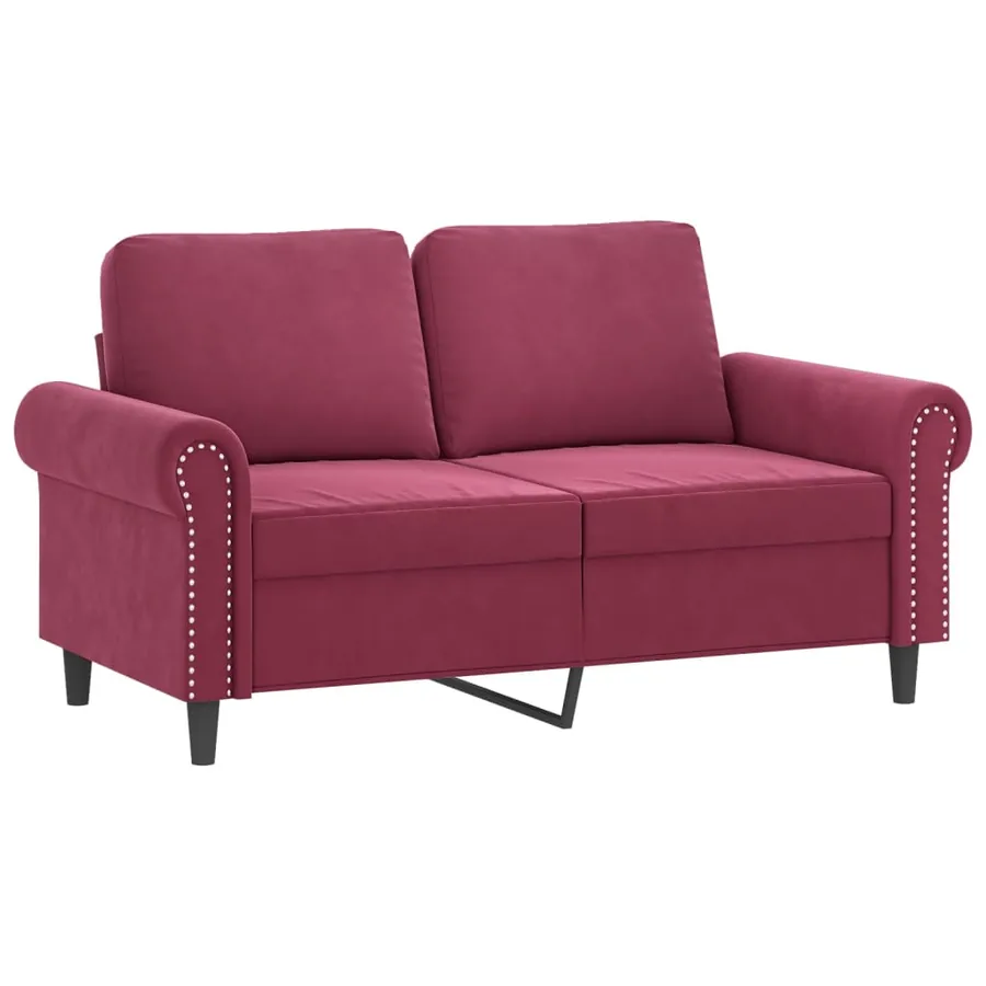 Ensemble de canapés 3 pcs avec coussins Rouge bordeaux Velours - 4