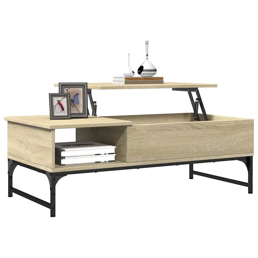Table basse chêne sonoma 100x50x35cm bois d'ingénierie et métal - 4