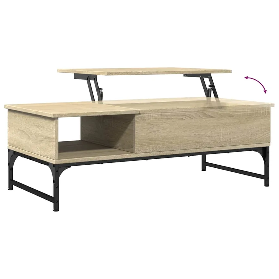 Table basse chêne sonoma 100x50x35cm bois d'ingénierie et métal - 8