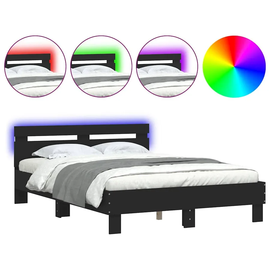 Cadre de lit avec LED sans matelas noir 120x190 cm - 2