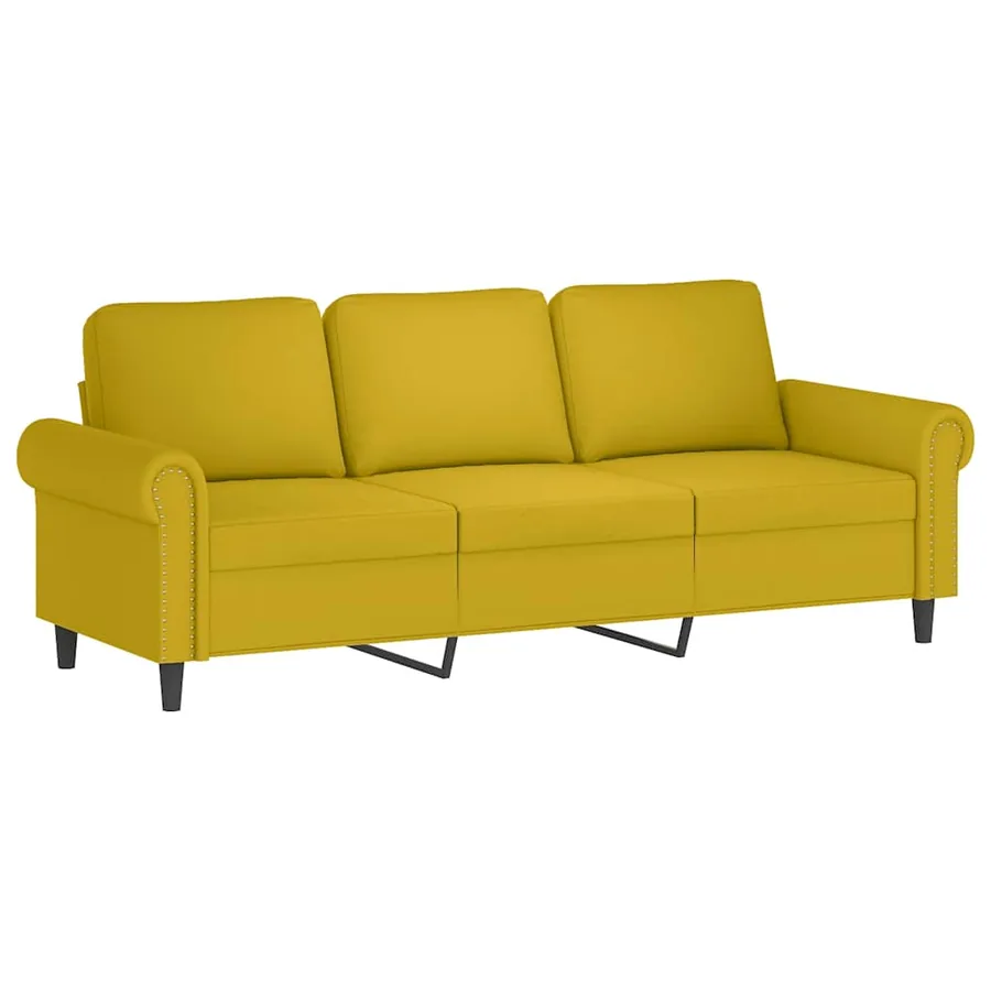 Ensemble de canapés 3 pcs avec coussins Jaune Velours - 5