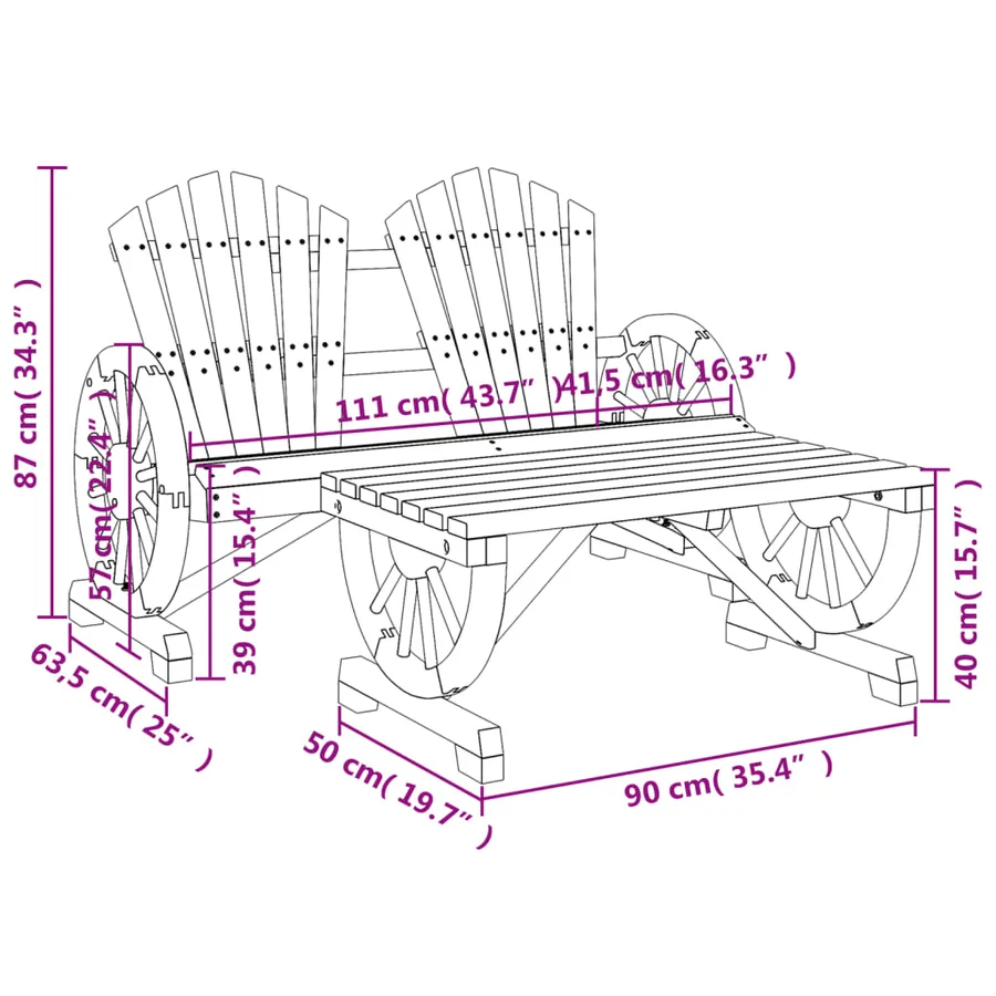 Salon de jardin 2 pcs bois de sapin massif - 8