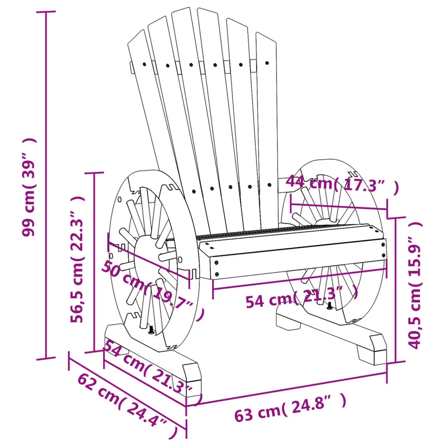 Chaises de jardin Adirondack lot de 2 bois de sapin massif - 10