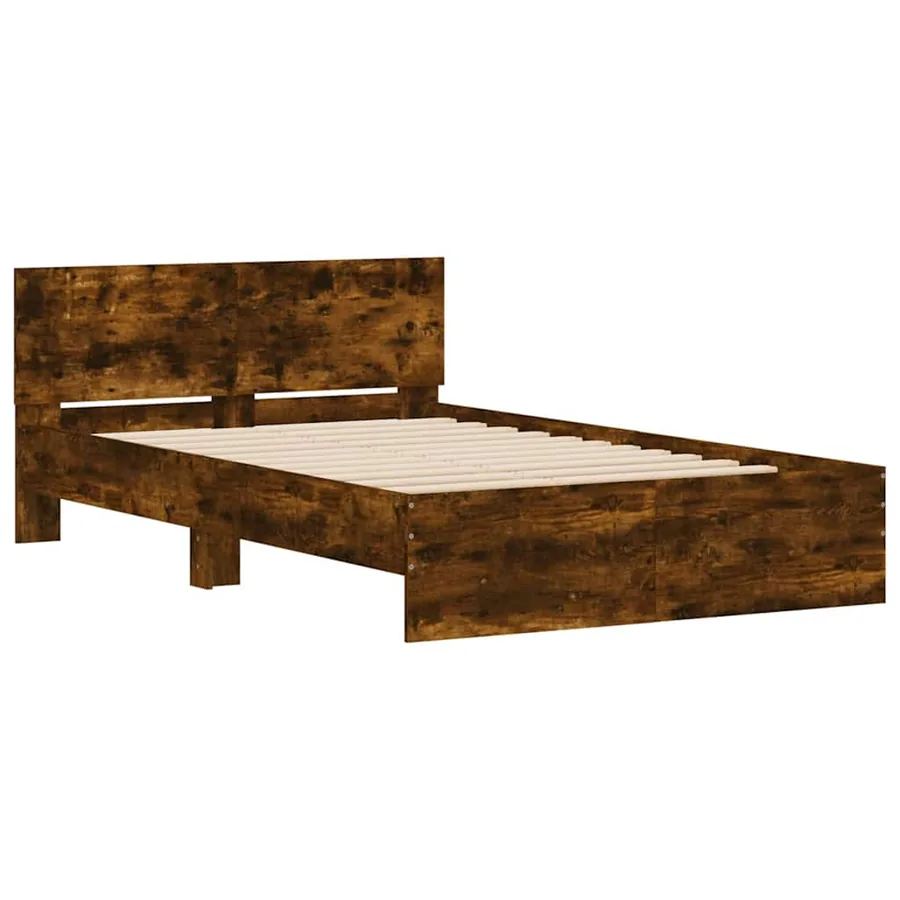 Cadre de lit avec tête de lit et LED chêne fumé 140x190 cm - 6