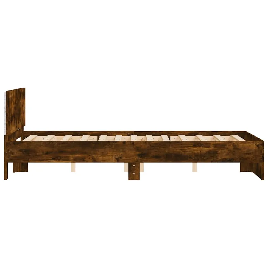 Cadre de lit avec tête de lit et LED chêne fumé 140x190 cm - 8