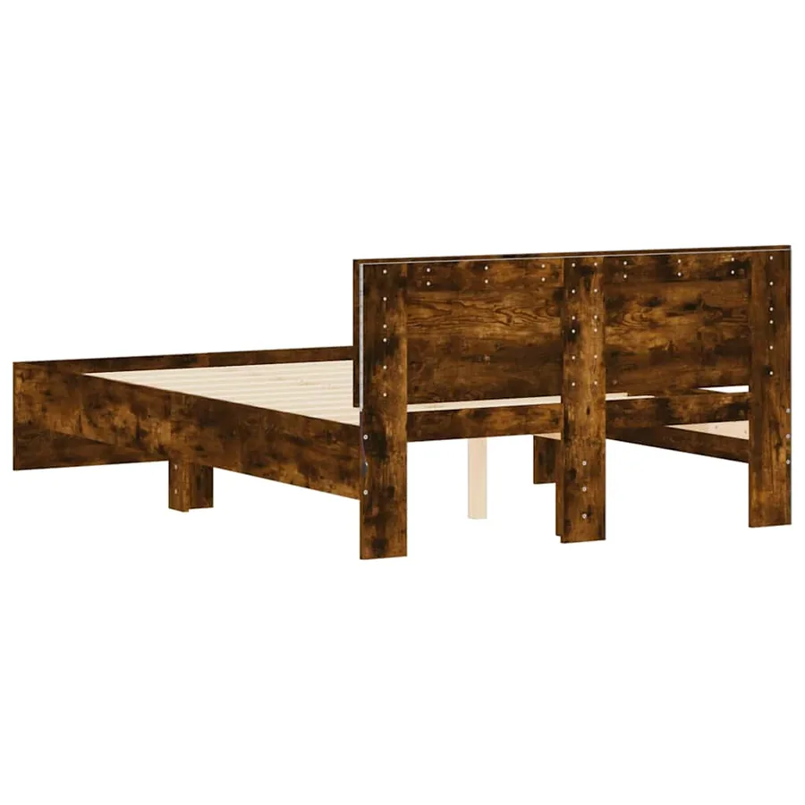 Cadre de lit avec tête de lit et LED chêne fumé 140x190 cm - 9