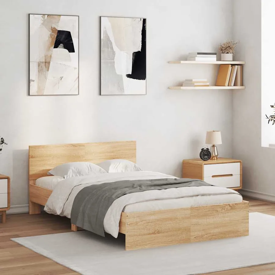 Cadre de lit avec tête de lit et LED chêne sonoma 140x190 cm - 4