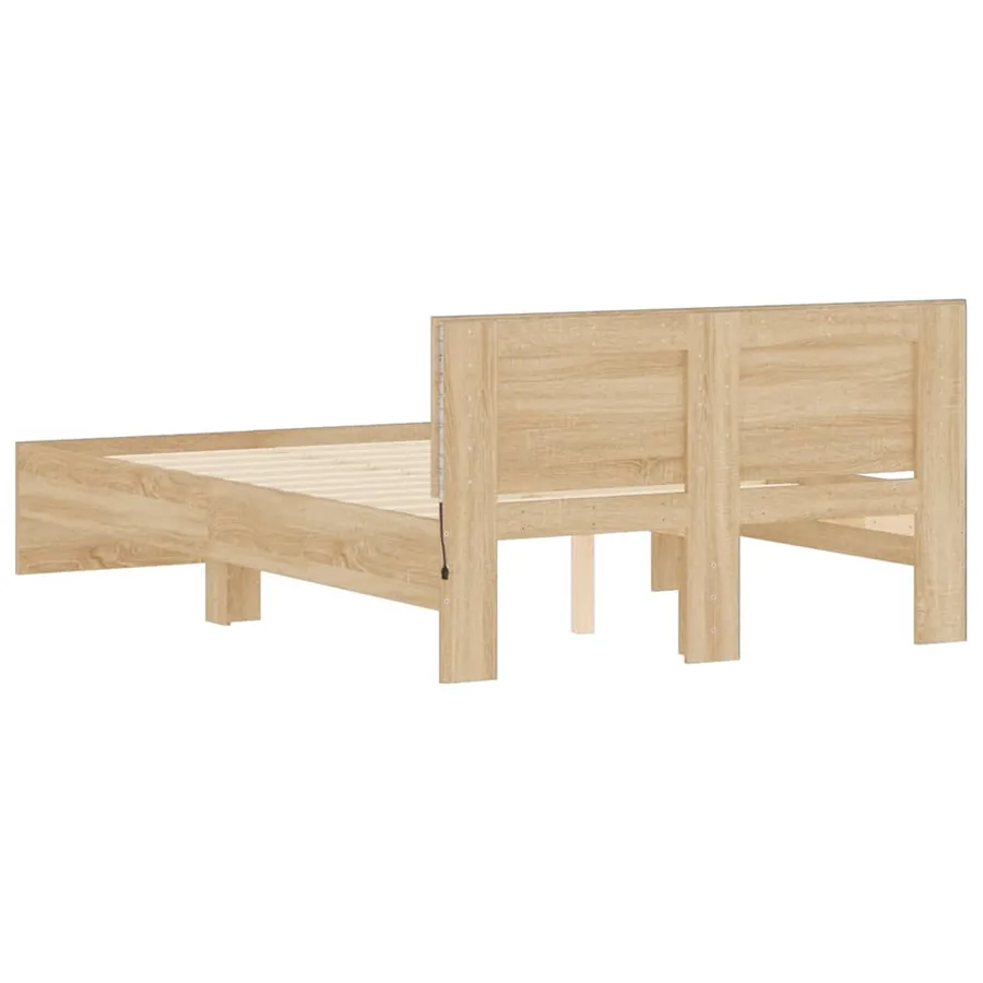 Cadre de lit avec tête de lit et LED chêne sonoma 140x190 cm - 9