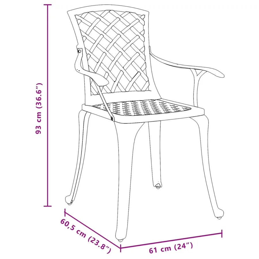 Chaises de jardin lot de 2 vert aluminium coulé - 10