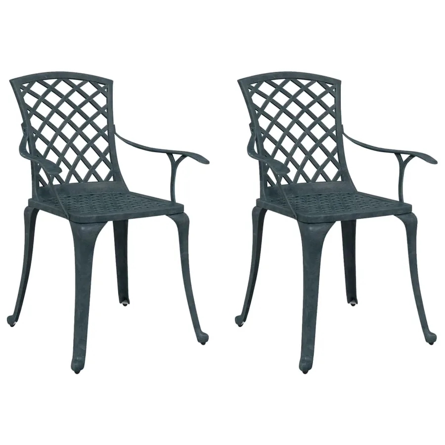 Chaises de jardin lot de 2 vert aluminium coulé - 2