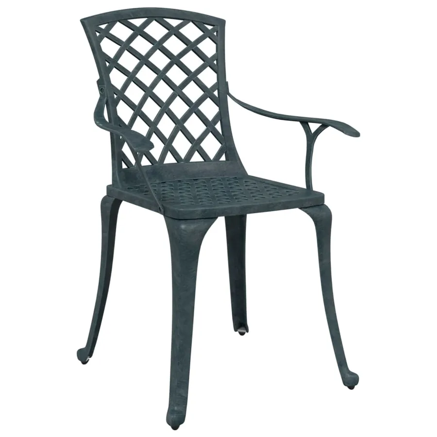 Chaises de jardin lot de 2 vert aluminium coulé - 4