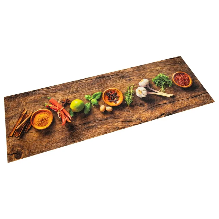Tapis de cuisine lavable impression d'épices 60x300 cm velours